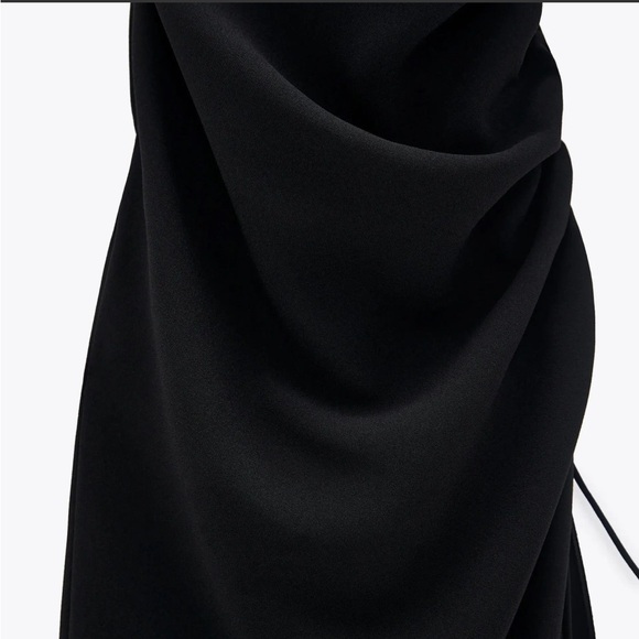 NWT Zara Black Ruched Dress - Picture 6 of 7